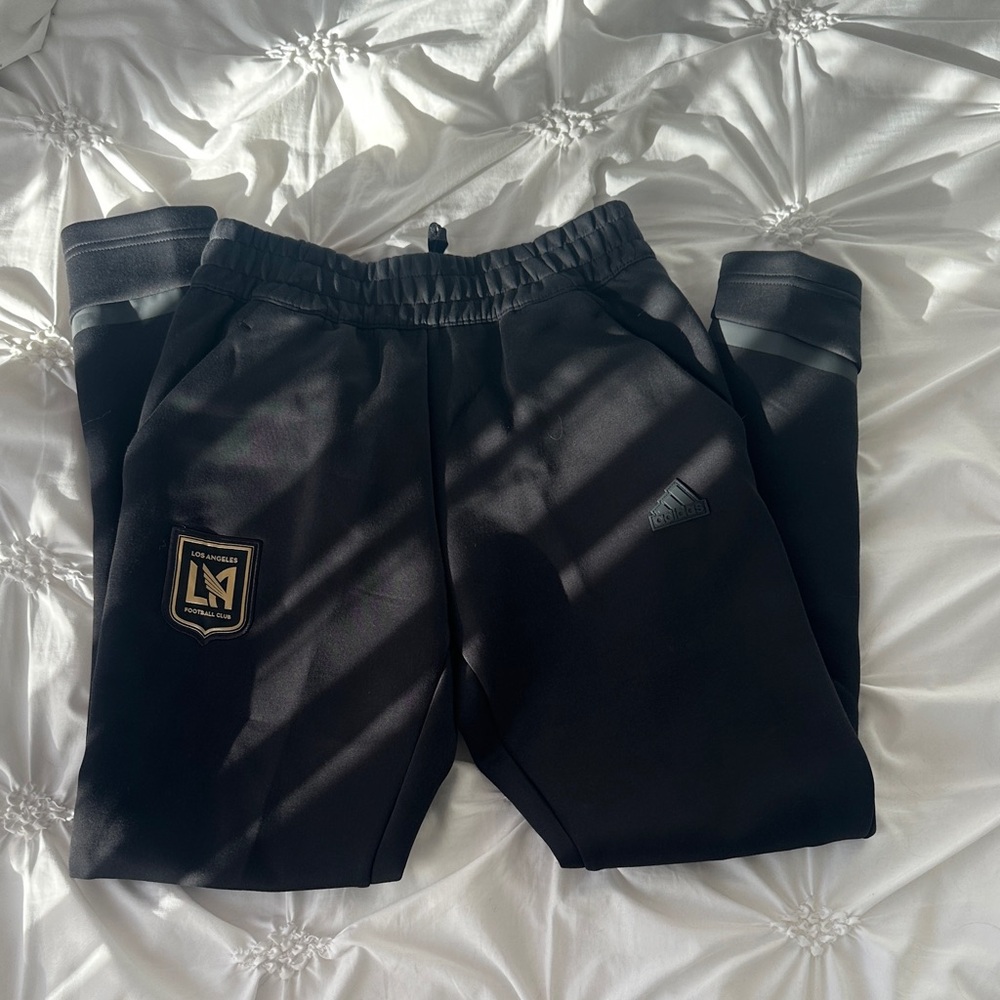 Adidas Kids Black Joggers with Gold Logo